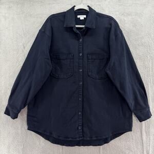 Good American Shacket Womens 4/XL Black Vintage Wash Button Up Jacket Shirt